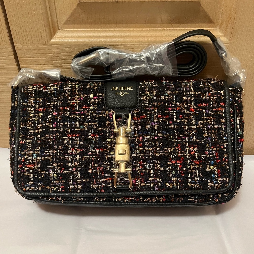 J.W. HULME MAUREEN Tweed and Leather Crossbody Bag